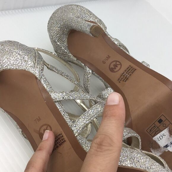 Michael Kors Sandra Glitter Caged Dress Sandals B4 - Picture 6 of 8